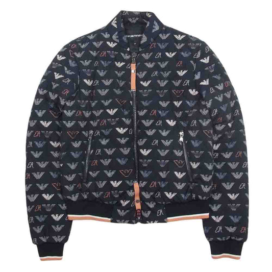 Emporio Armani エンポリオ・アルマーニ 6Z2B80 Bomber jacket 総柄 ロゴ キルティング ボンバー ジャケット ブルゾン ブラック系 38【中古】