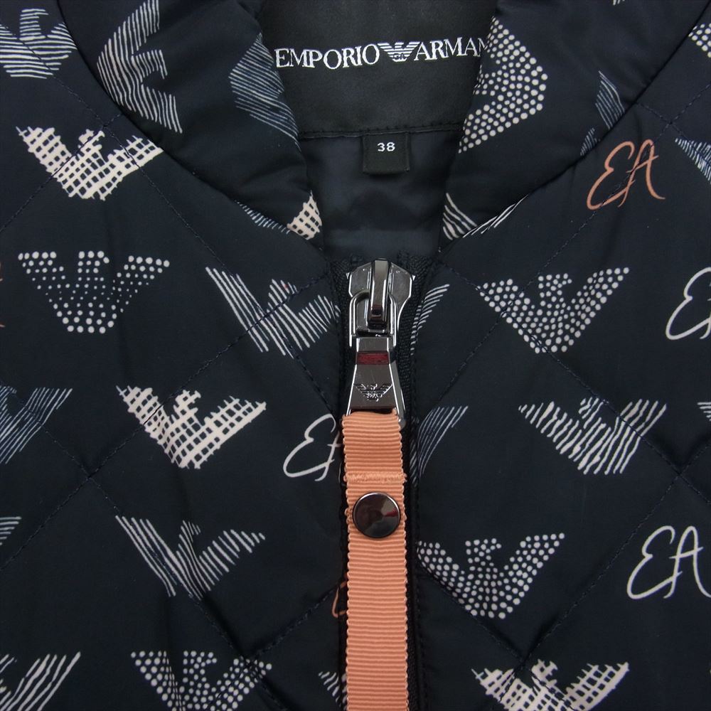 Emporio Armani エンポリオ・アルマーニ 6Z2B80 Bomber jacket 総柄 ロゴ キルティング ボンバー ジャケット ブルゾン ブラック系 38【中古】