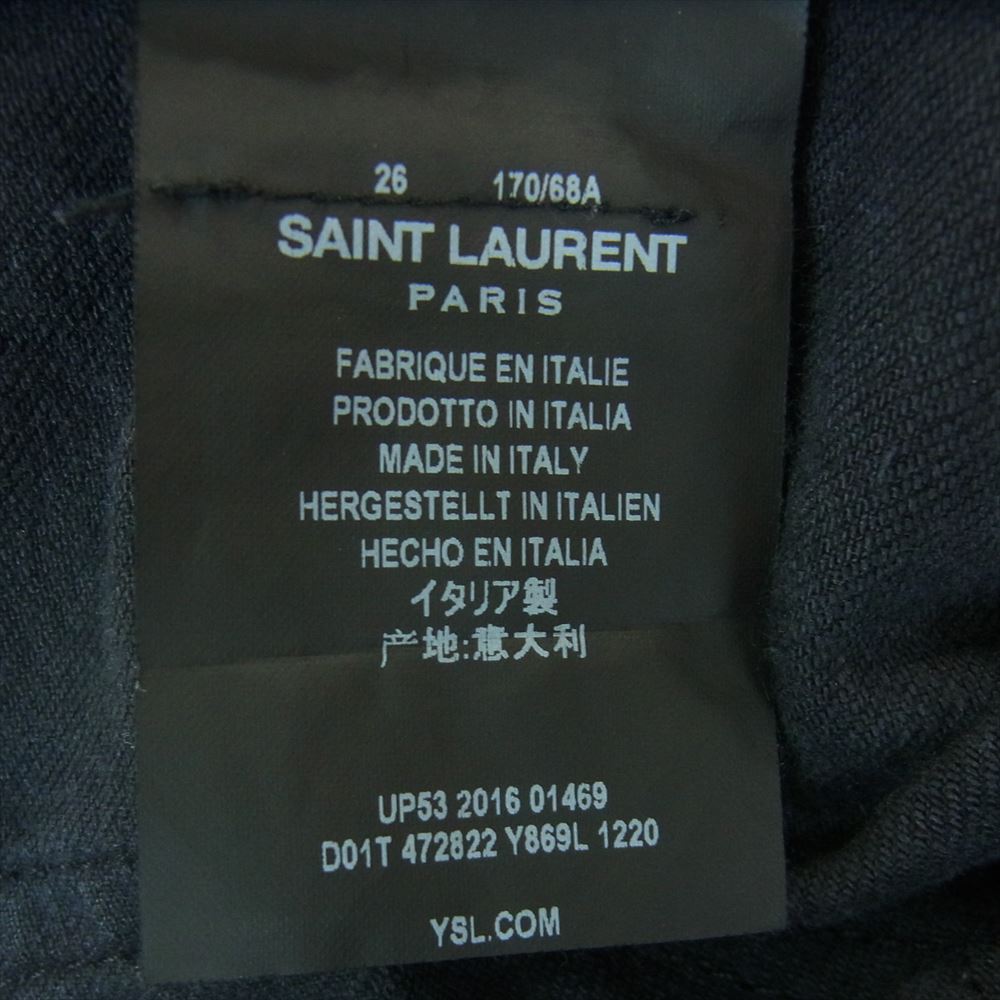 SAINT LAURENT サンローラン 472822 Y869L 国内正規品 スキニー ブラック デニム パンツ ブラック系 26【中古】