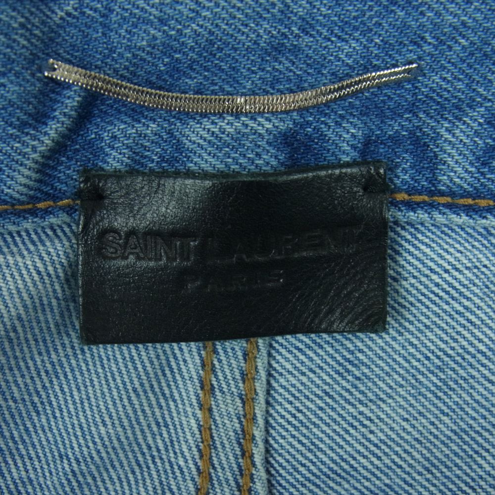 SAINT LAURENT サンローラン 483058 Y883L 国内正規品 バックロゴ刺繍 スキニー デニム パンツ インディゴブルー系 26【中古】