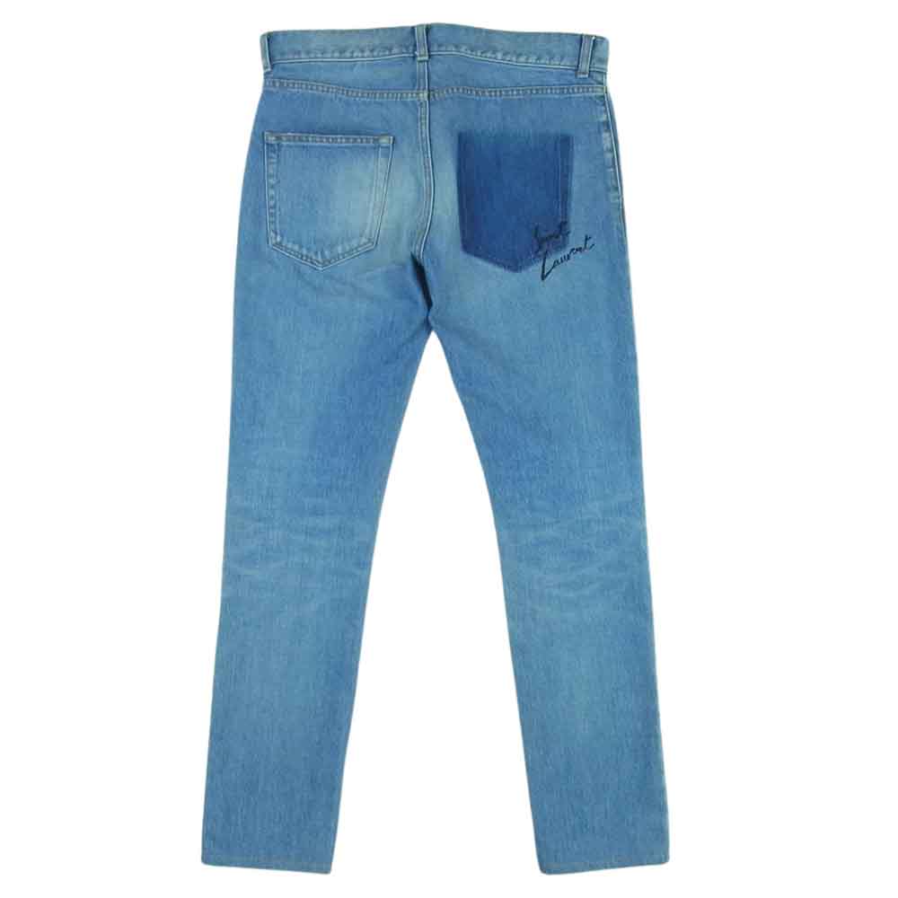 SAINT LAURENT サンローラン 483058 Y883L 国内正規品 バックロゴ刺繍 スキニー デニム パンツ インディゴブルー系 29【中古】