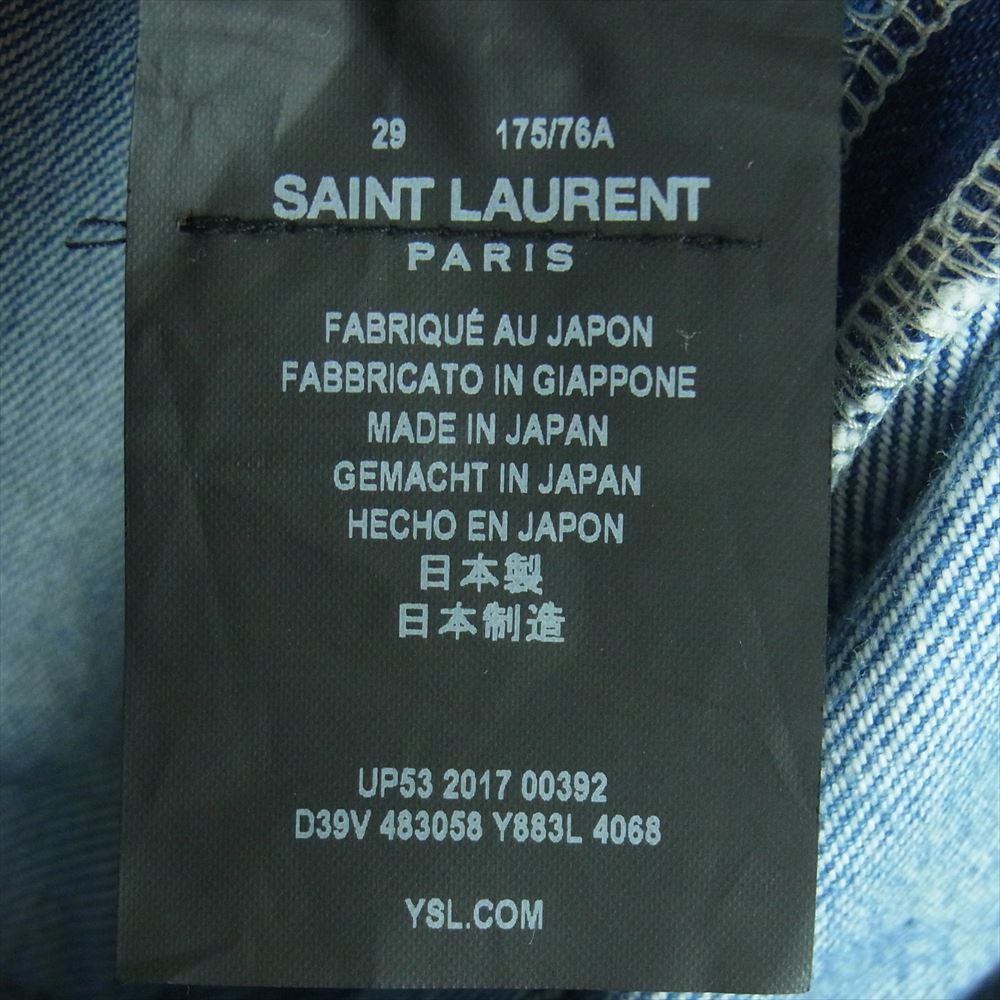 SAINT LAURENT サンローラン 483058 Y883L 国内正規品 バックロゴ刺繍 スキニー デニム パンツ インディゴブルー系 29【中古】