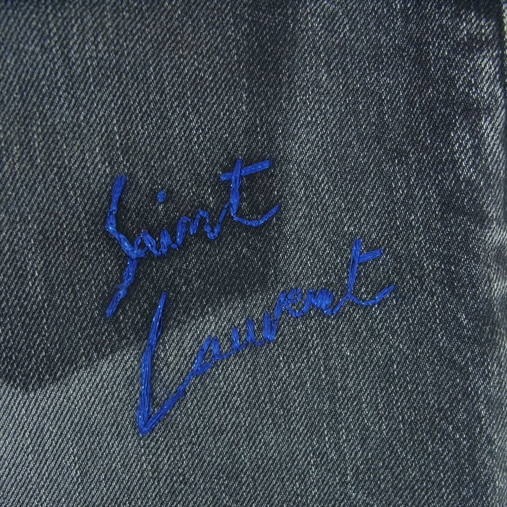 SAINT LAURENT サンローラン 483058 Y805L 国内正規品 バックロゴ刺繍 スキニー デニム パンツ ブラック系 28【中古】