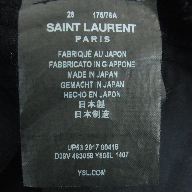 SAINT LAURENT サンローラン 483058 Y805L 国内正規品 バックロゴ刺繍 スキニー デニム パンツ ブラック系 28【中古】