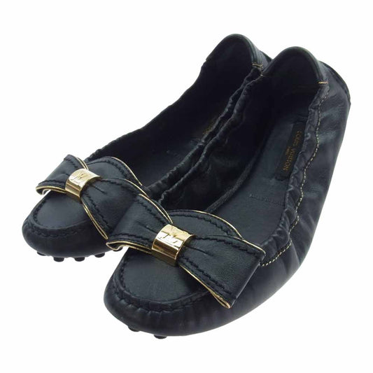 LOUIS VUITTON ルイ・ヴィトン ドライビング リボン シューズ フラット バレエ シューズ ブラック系 36【中古】