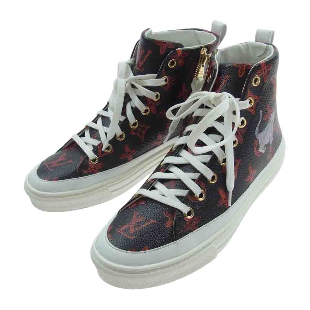 LOUIS VUITTON ルイ・ヴィトン ステラーライン モノグラム キャット ハイカット レザー スニーカー マルチカラー系 36【極上美品】【中古】