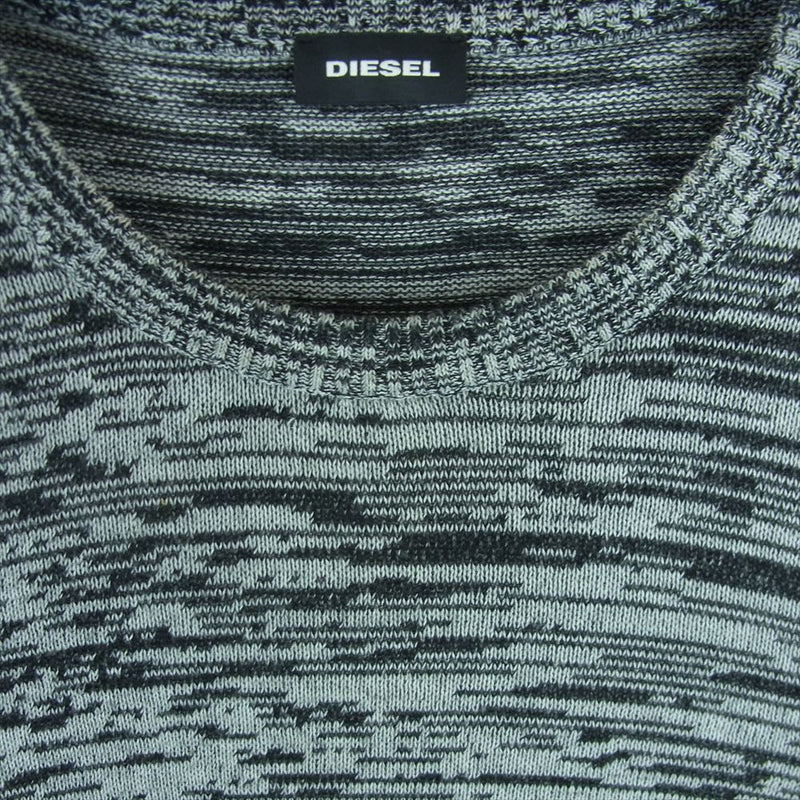 DIESEL ディーゼル マルチカラー ニット セーター コットン レーヨン チュニジア製 グレー系 レッド系 S【中古】