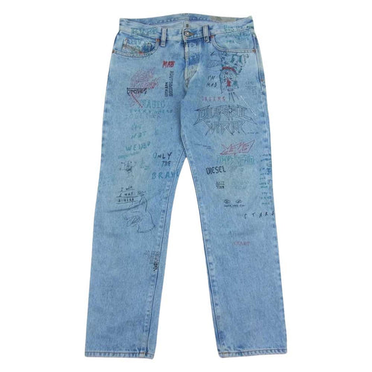 DIESEL ディーゼル MHARKY グラフィック プリントスキニー デニム パンツ インディゴブルー系 30×30【中古】