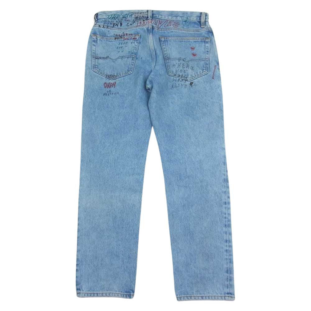 DIESEL ディーゼル MHARKY グラフィック プリントスキニー デニム パンツ インディゴブルー系 30×30【中古】