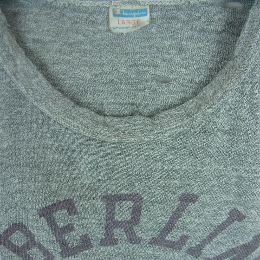 Champion チャンピオン 70s 80s バータグ中期 OBERLIN 半袖 Tシャツ コットン レーヨン アメリカ製 グレー系 L【中古】