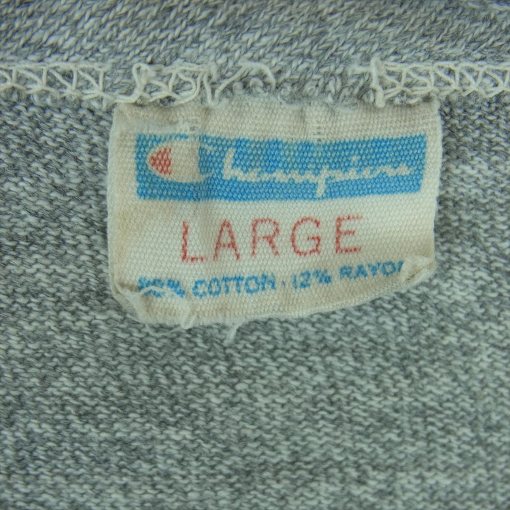 Champion チャンピオン 70s 80s バータグ中期 OBERLIN 半袖 Tシャツ コットン レーヨン アメリカ製 グレー系 L【中古】