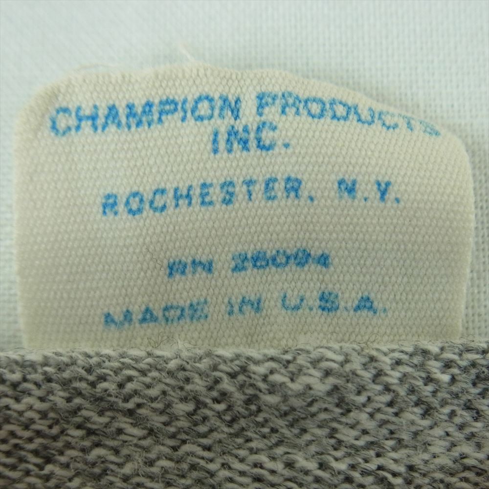 Champion チャンピオン 70s 80s バータグ中期 OBERLIN 半袖 Tシャツ コットン レーヨン アメリカ製 グレー系 L【中古】
