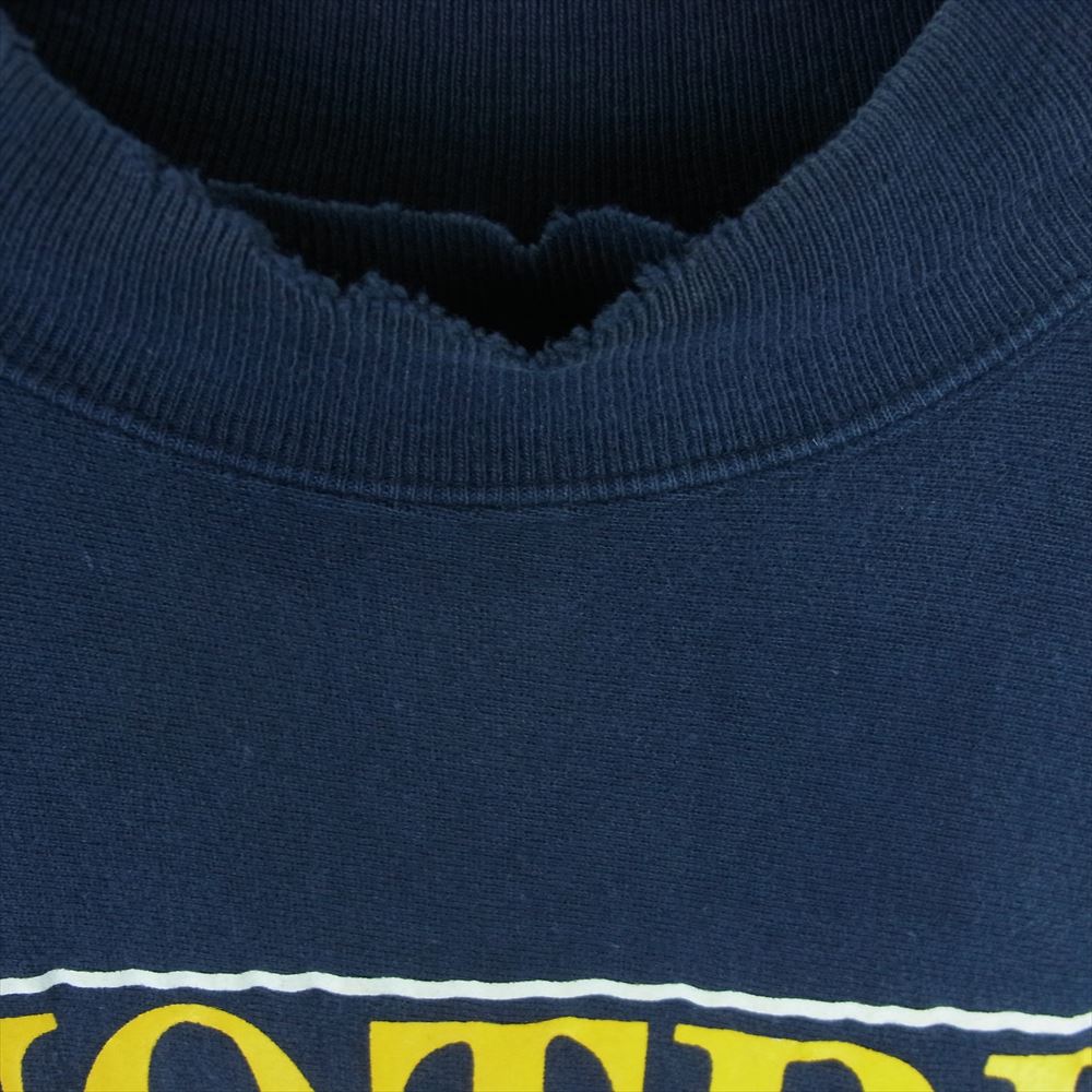 Champion チャンピオン 90s ヴィンテージ 刺繍タグ NOTREDAME ハイネック ポケット付き リバースウィーブ スウェット トレーナー ネイビー系 L【中古】