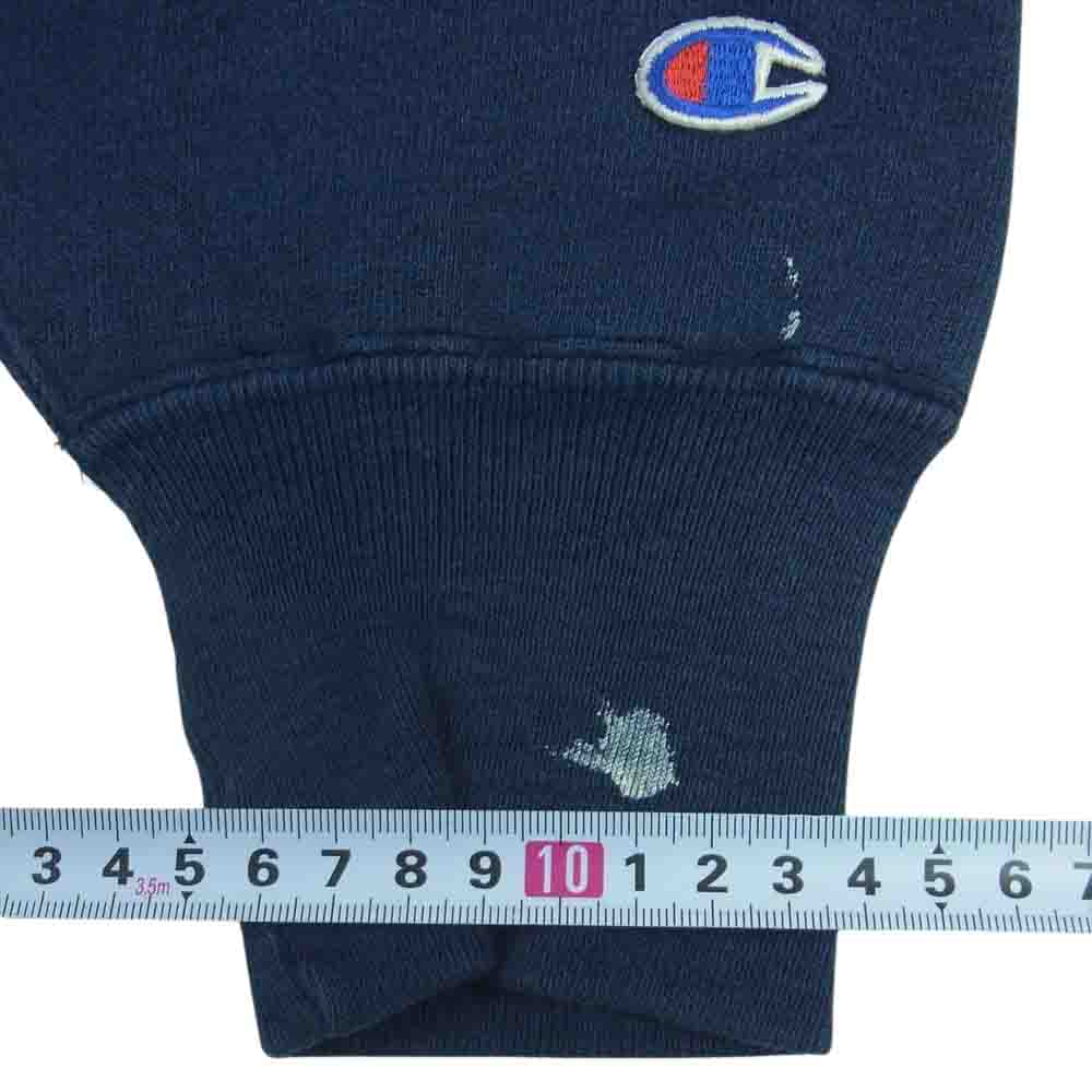 Champion チャンピオン 90s ヴィンテージ 刺繍タグ NOTREDAME ハイネック ポケット付き リバースウィーブ スウェット トレーナー ネイビー系 L【中古】