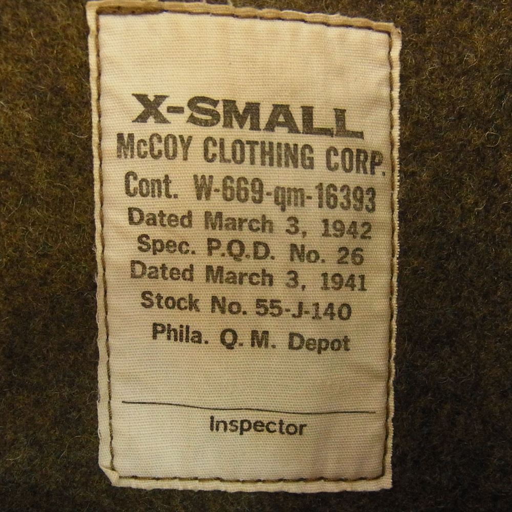 The REAL McCOY'S ザリアルマッコイズ W-669-qm-16393 TANKERS タンカース ミリタリー ジャケット カーキ系 XS【中古】