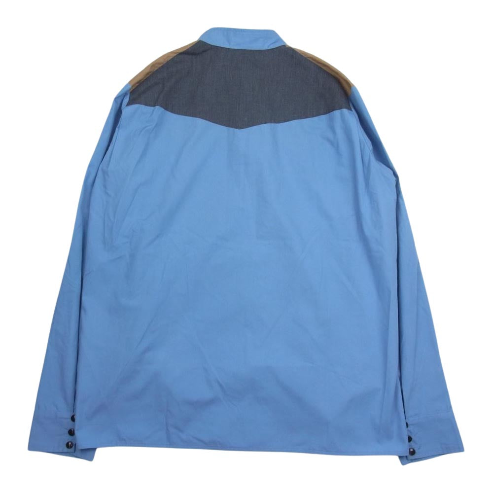 SUNSEA サンシー 18AW 18A24 Vincents Shirt ノーカラー バンドカラー 長袖 シャツ ブルー ブルー系 2【中古】