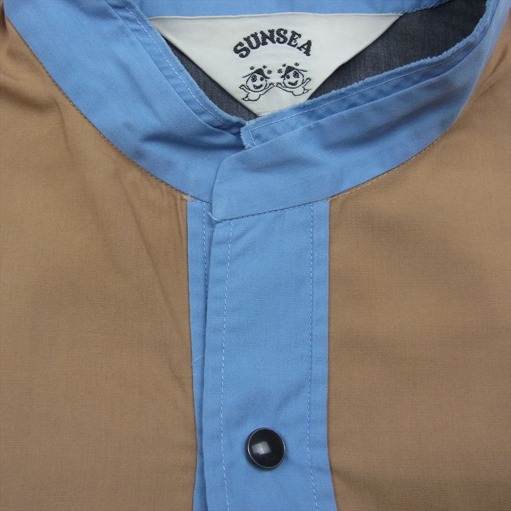 SUNSEA サンシー 18AW 18A24 Vincents Shirt ノーカラー バンドカラー 長袖 シャツ ブルー ブルー系 2【中古】