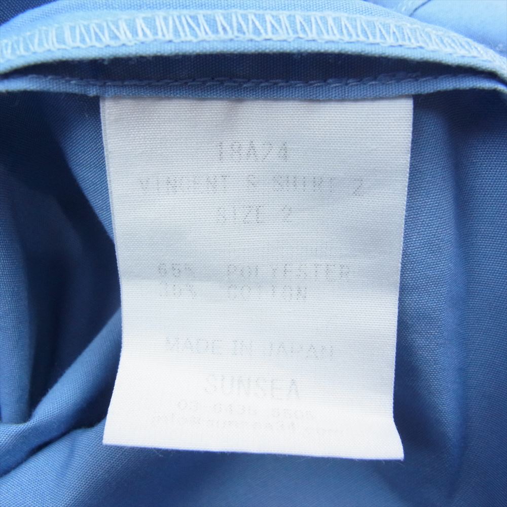 SUNSEA サンシー 18AW 18A24 Vincents Shirt ノーカラー バンドカラー 長袖 シャツ ブルー ブルー系 2【中古】
