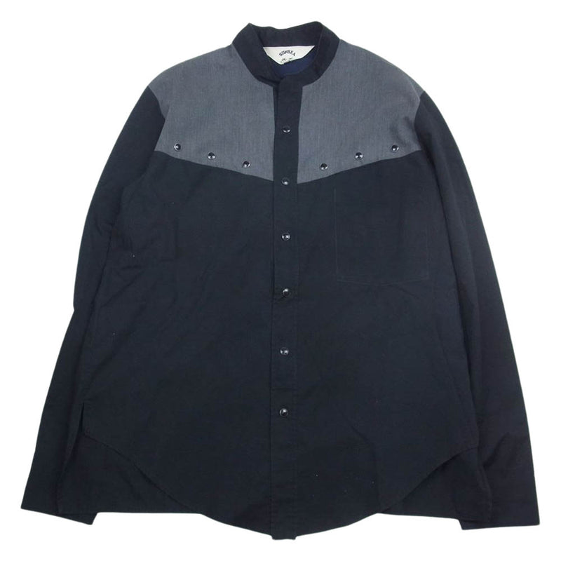 SUNSEA サンシー 18AW 18A24 Vincents Shirt ノーカラー バンドカラー 長袖 シャツ ブラック ブラック系 2【中古】