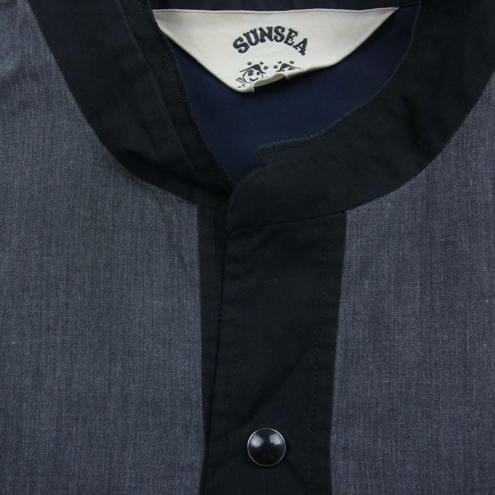 SUNSEA サンシー 18AW 18A24 Vincents Shirt ノーカラー バンドカラー 長袖 シャツ ブラック ブラック系 2【中古】