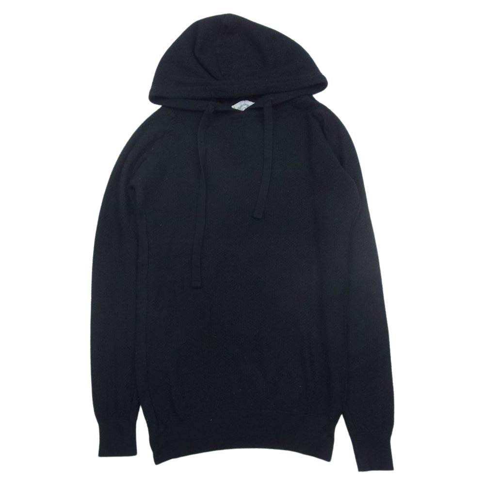 JOHN SMEDLEY ジョンスメドレー イギリス製 メリノウール  ニット プルオーバ― パーカー ブラック系 XS【中古】