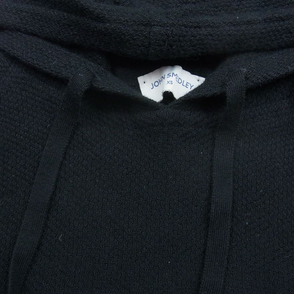 JOHN SMEDLEY ジョンスメドレー イギリス製 メリノウール  ニット プルオーバ― パーカー ブラック系 XS【中古】