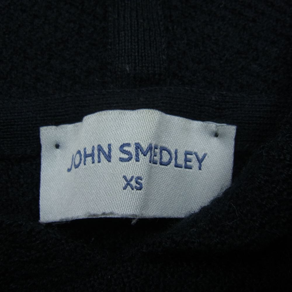 JOHN SMEDLEY ジョンスメドレー イギリス製 メリノウール  ニット プルオーバ― パーカー ブラック系 XS【中古】