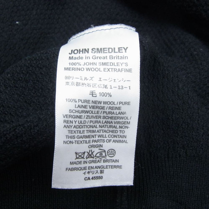 JOHN SMEDLEY ジョンスメドレー イギリス製 メリノウール  ニット プルオーバ― パーカー ブラック系 XS【中古】