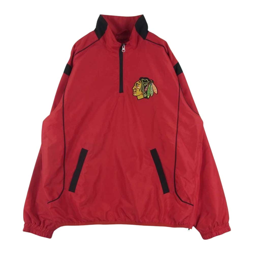 ジースリー NHL Chicago Blackhawks シカゴ ブラックホークス ハーフジップ ジャケット レッド系 L【中古】