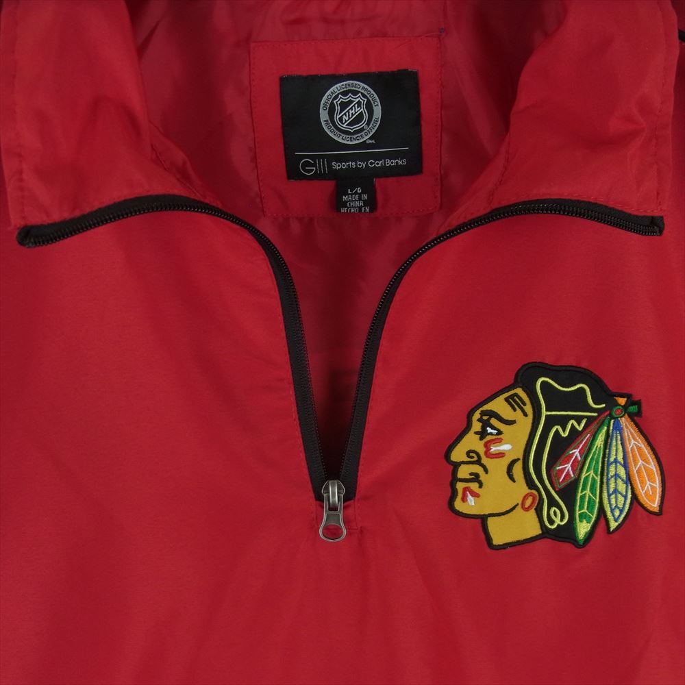 ジースリー NHL Chicago Blackhawks シカゴ ブラックホークス ハーフジップ ジャケット レッド系 L【中古】