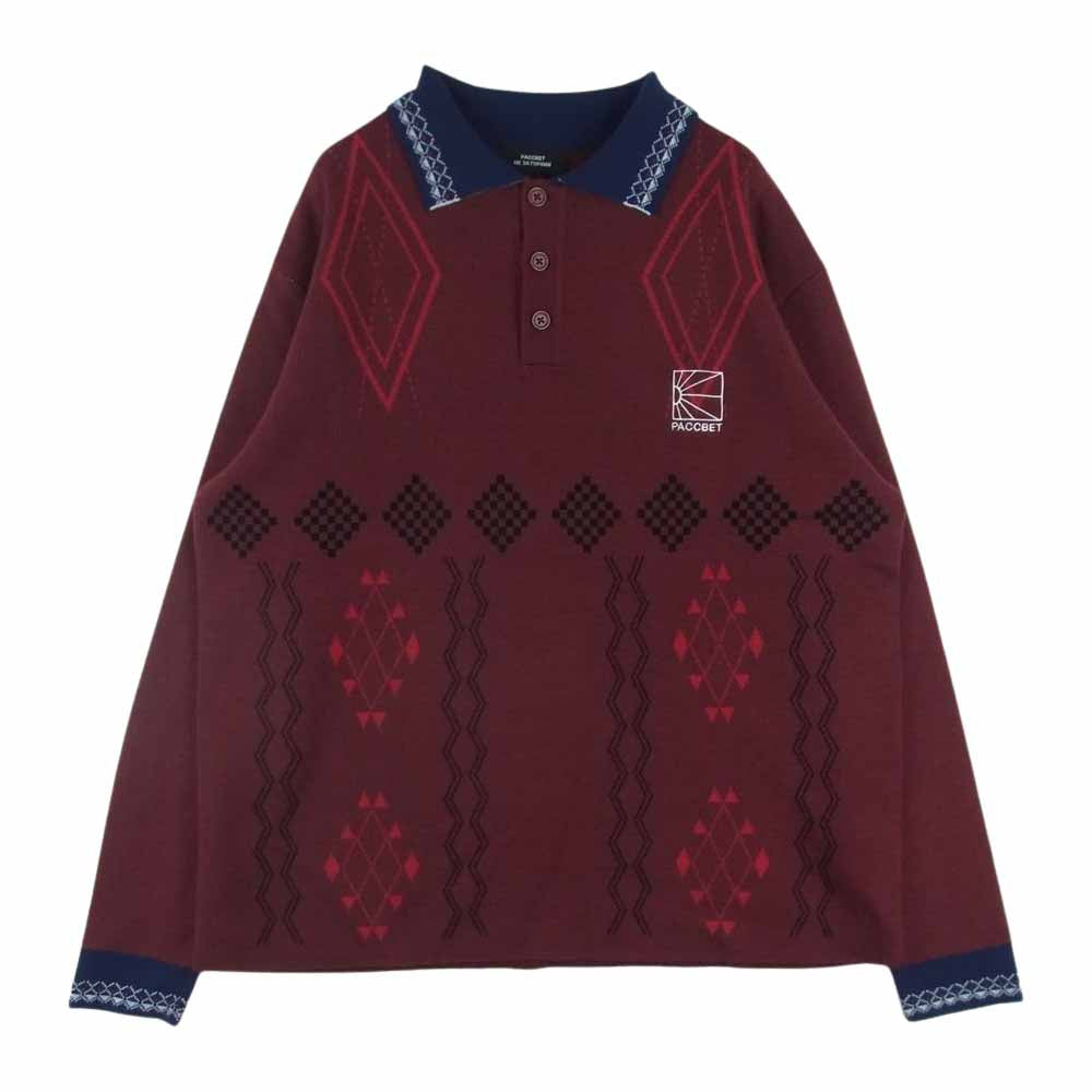 ラスベート 22AW PACC11-N002-N004-N005 アーガイル 長袖 ニット ポロ プルオーバ― セーター エンジ系 M【中古】