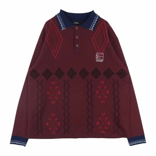 ラスベート 22AW PACC11-N002-N004-N005 アーガイル 長袖 ニット ポロ プルオーバ― セーター エンジ系 M【中古】
