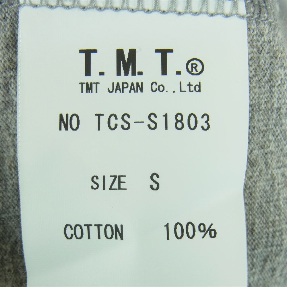 TMT ティーエムティー フラワー ロゴ プリント 半袖 Tシャツ コットン 日本製 グレー系 S【新古品】【未使用】【中古】