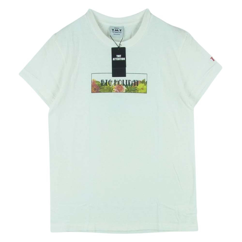 TMT ティーエムティー フラワー ロゴ プリント 半袖 Tシャツ 日本製 ホワイト系 S【新古品】【未使用】【中古】