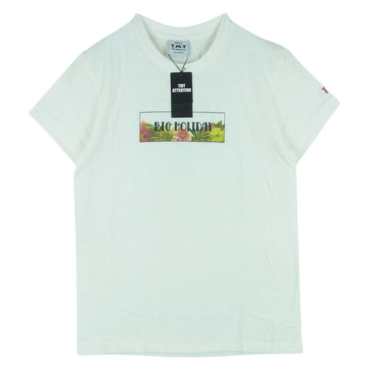 TMT ティーエムティー フラワー ロゴ プリント 半袖 Tシャツ 日本製 ホワイト系 S【新古品】【未使用】【中古】