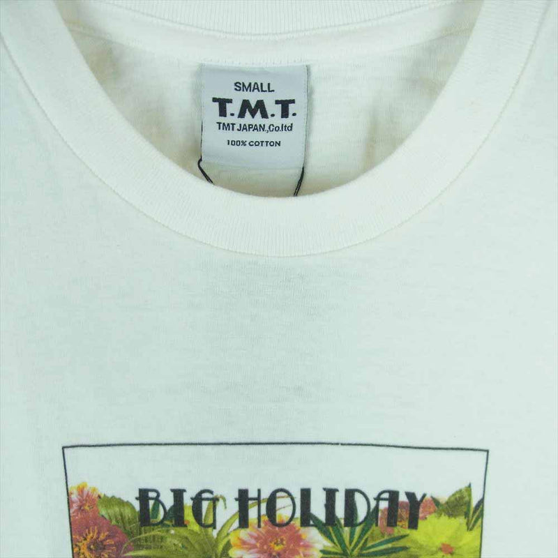 TMT ティーエムティー フラワー ロゴ プリント 半袖 Tシャツ 日本製 ホワイト系 S【新古品】【未使用】【中古】