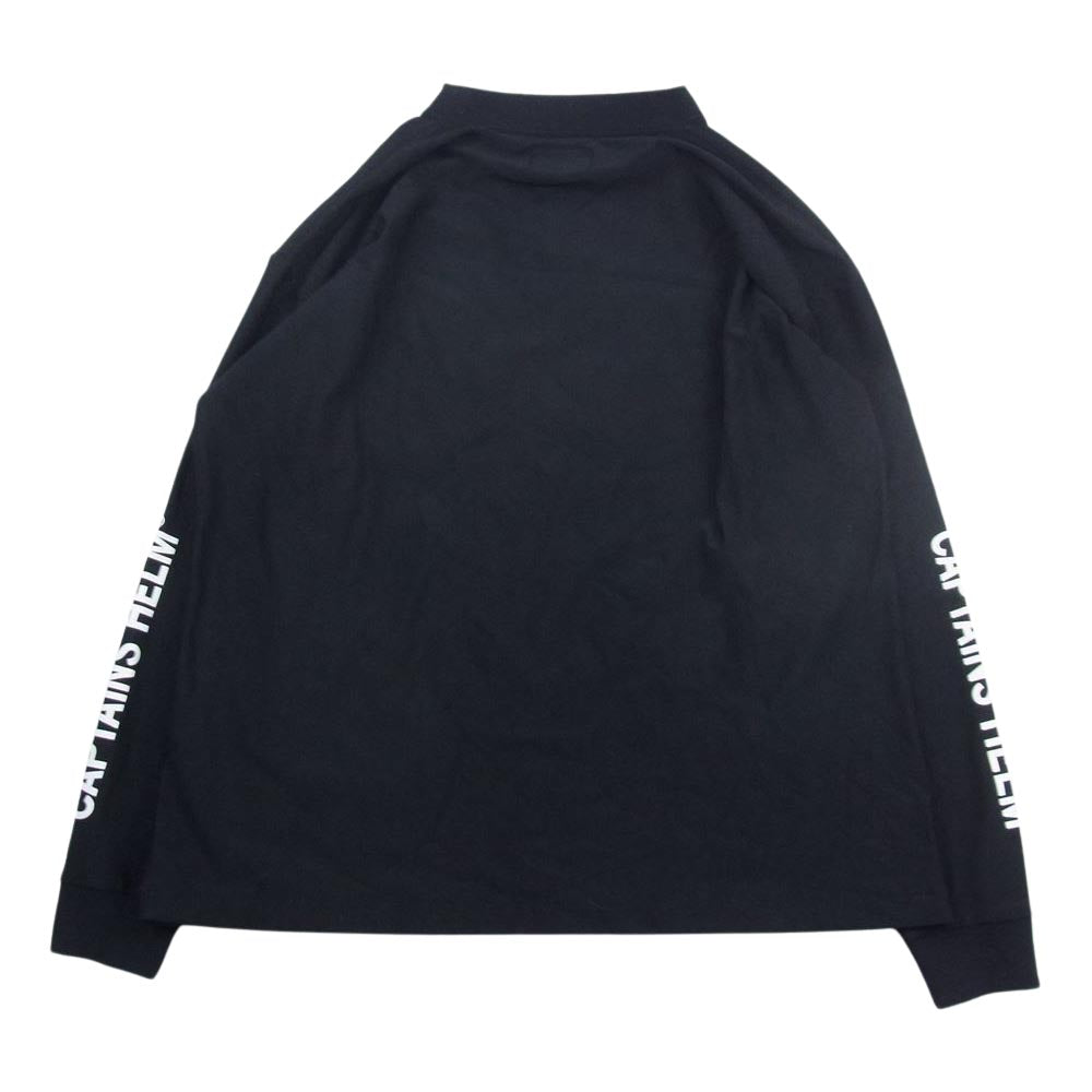 キャプテンズヘルム 袖プリント ストレッチ クルーネック長袖 スウェット ブラック系 L【中古】