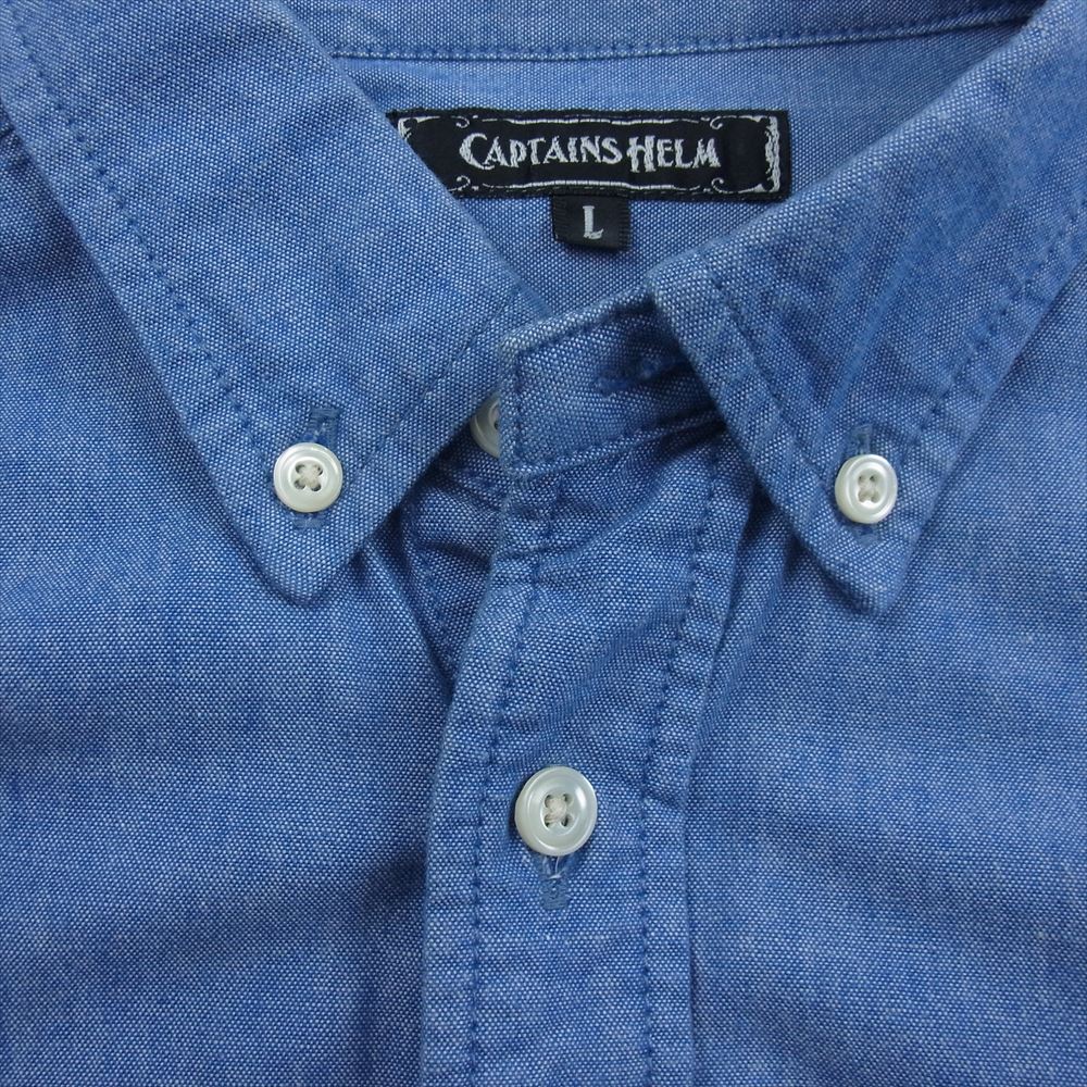 キャプテンズヘルム シャンブレー ボタンダウン 長袖 シャツ インディゴブルー系 L【中古】