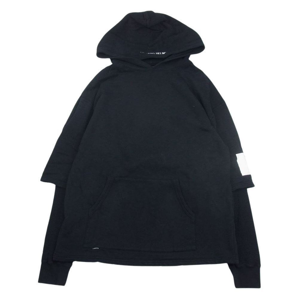 キャプテンズヘルム LAYERED HOODIE サーマル レイヤード プルオーバー パーカー ブラック系 L【中古】