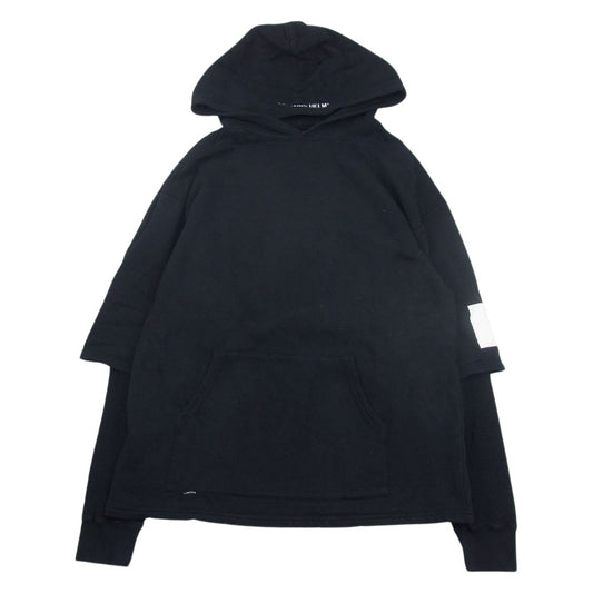 キャプテンズヘルム LAYERED HOODIE サーマル レイヤード プルオーバー パーカー ブラック系 L【中古】
