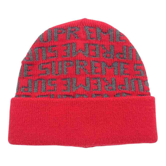 Supreme シュプリーム 16AW 3M Reflective Repeat Beanie リフレクティブ リピート ビーニー ロゴ ニット キャップ 帽子 レッド系【中古】