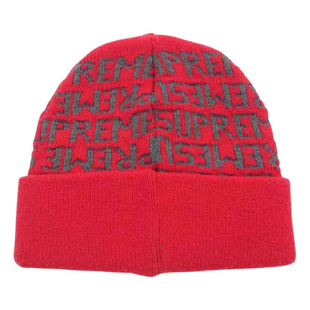 Supreme シュプリーム 16AW 3M Reflective Repeat Beanie リフレクティブ リピート ビーニー ロゴ ニット キャップ 帽子 レッド系【中古】
