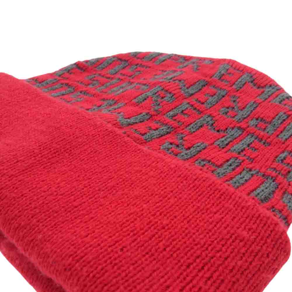 Supreme シュプリーム 16AW 3M Reflective Repeat Beanie リフレクティブ リピート ビーニー ロゴ ニット キャップ 帽子 レッド系【中古】