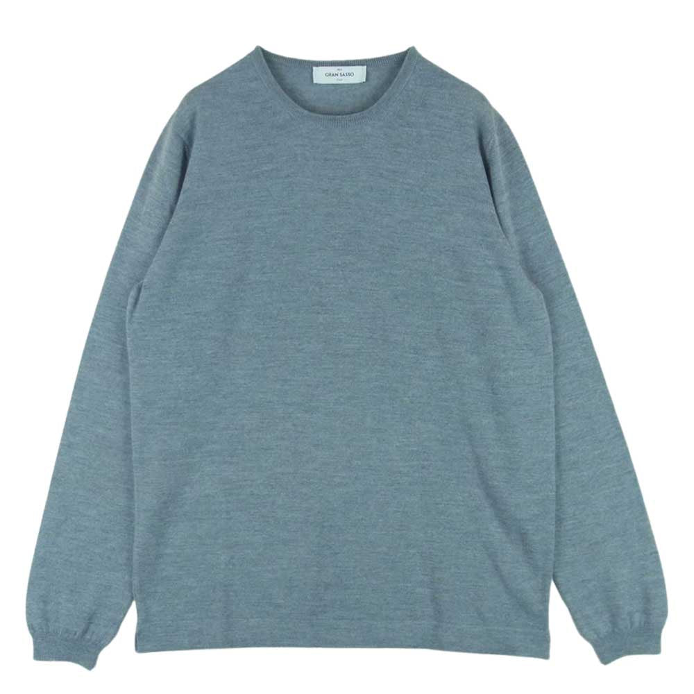 グランサッソ 57136 14263 12ゲージ ウール ソリッド クルーネック ニット イタリア製 グレー系 50【中古】