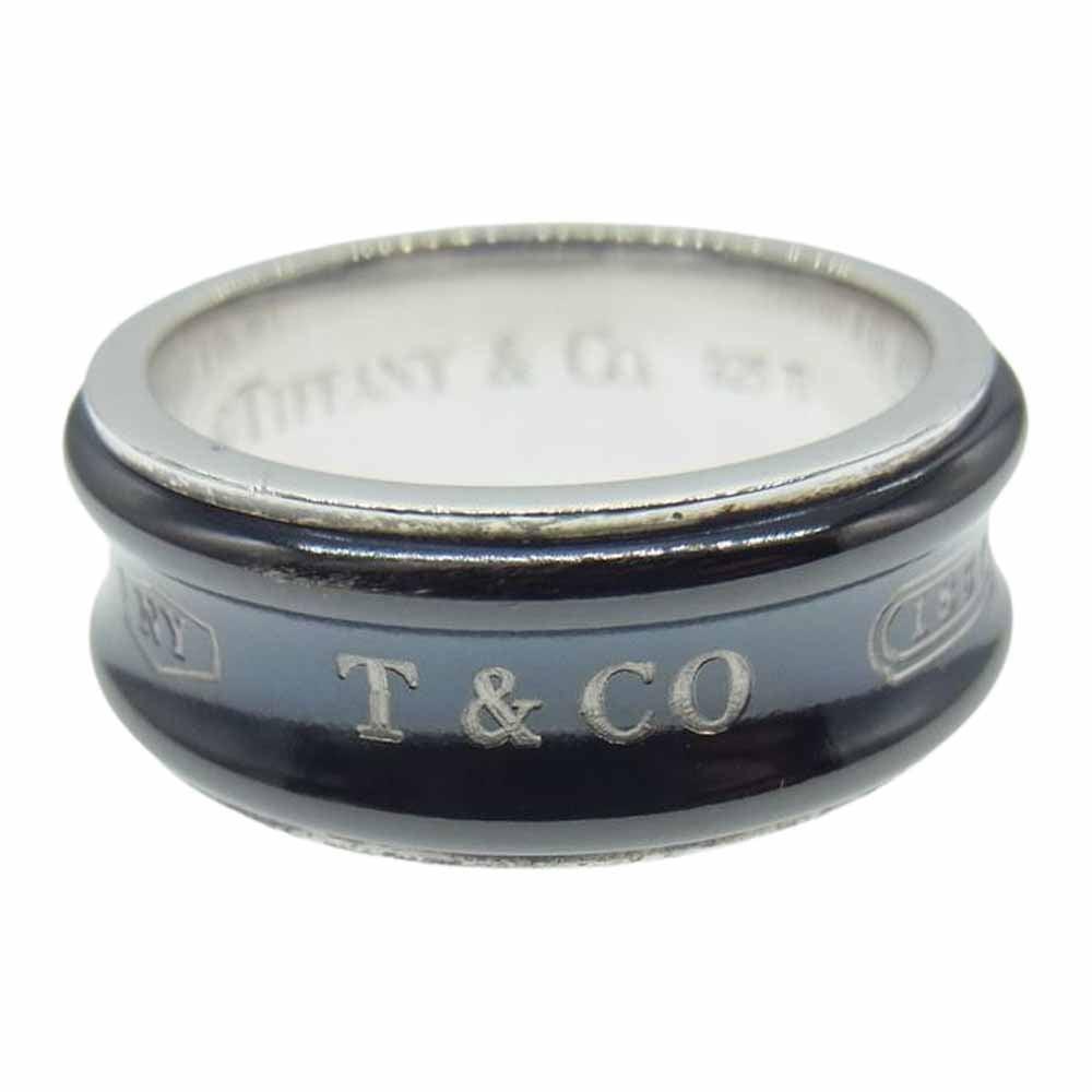 TIFFANY&Co. ティファニー ナロー リング ロゴ ブラック ブラック系 シルバー系 15.5号【中古】