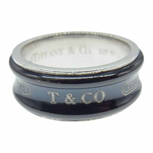 TIFFANY&Co. ティファニー ナロー リング ロゴ ブラック ブラック系 シルバー系 15.5号【中古】