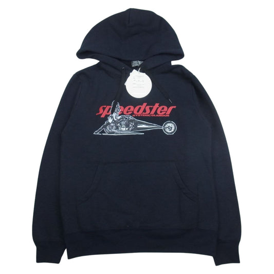 HYSTERIC GLAMOUR ヒステリックグラマー 02233CF04 SPEEDSTER スウェット プルオーバー パーカー  ネイビー系 M【極上美品】【中古】