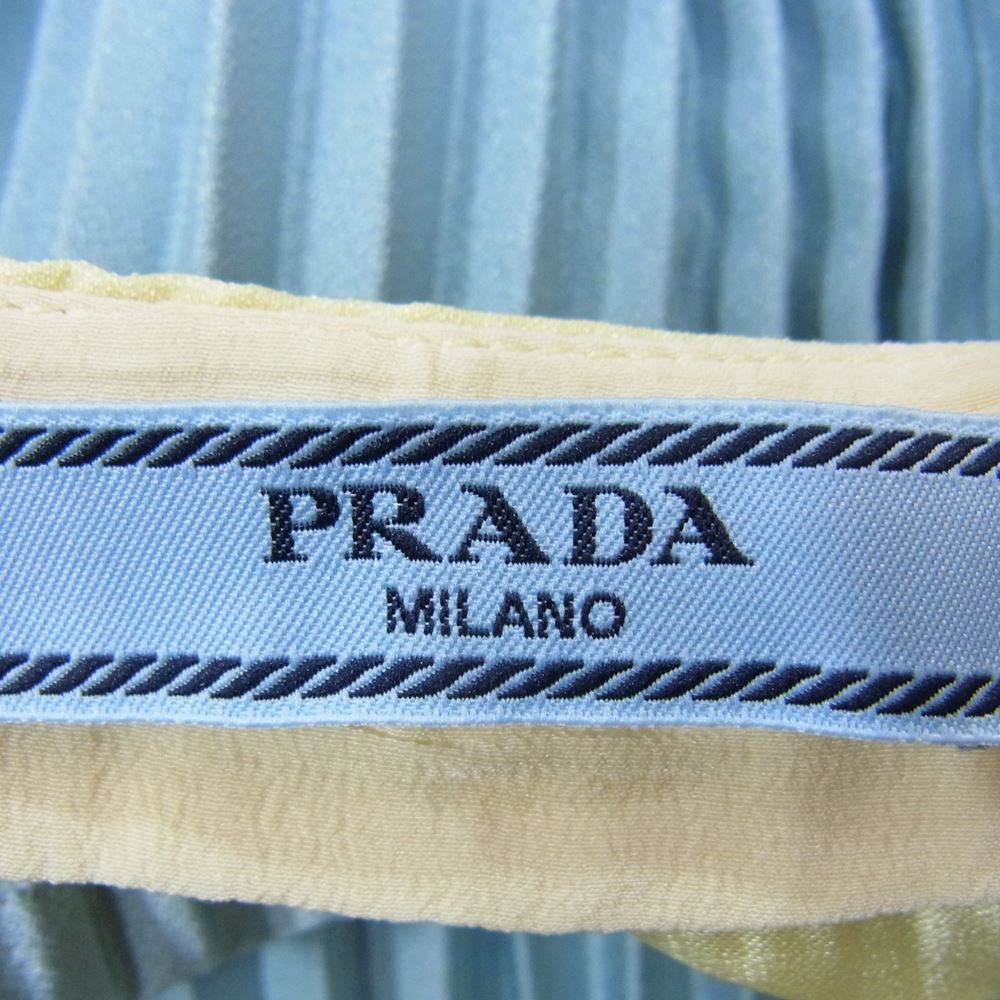 PRADA プラダ プリーツ加工 バイカラー スカート ライトブルー系 40【中古】