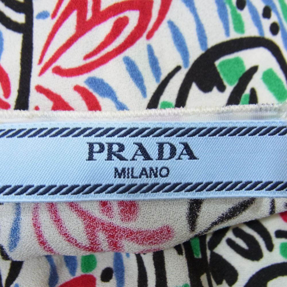 PRADA プラダ フラワー 花柄総柄 フレンチスリーブ ワンピース マルチカラー系 42【中古】