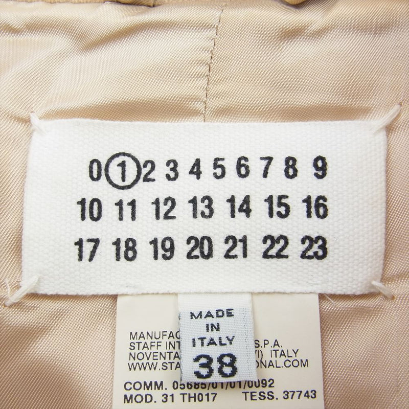 MAISON MARTIN MARGIELA メゾンマルタンマルジェラ ここのえタグ イタリア製 05685 31 TH017 TESS.37743 変形 レイヤード ケープ ジャケット ベージュ系 38【中古】